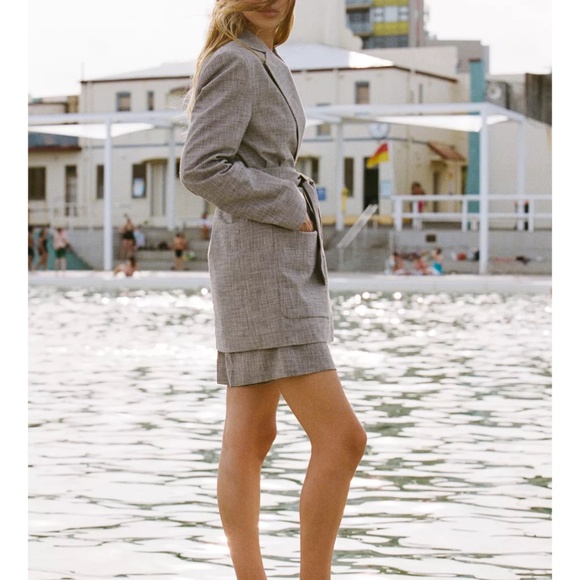 NWT Zara Linen Blazer with Belt Sz. M - Picture 3 of 6